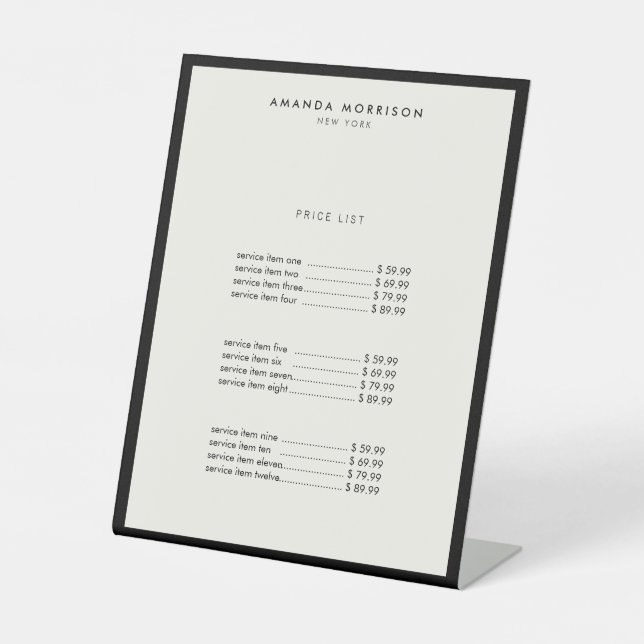 Minimalistisch Luxus Boutique Schwarz/Elfenbein Sockelschild (Vorderseite)