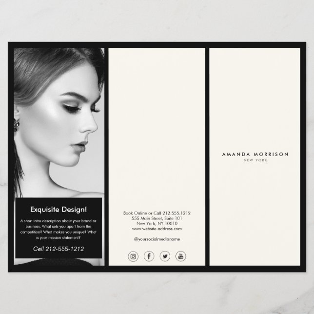 Minimalistisch Luxus-Boutique Schwarz/Elfenbeinbro Flyer (Vorne)