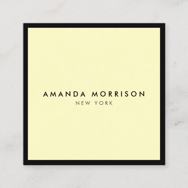 Minimalistisch Luxus Boutique Schwarz/Gelb Quadratische Visitenkarte (Vorderseite)