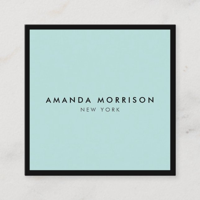 Minimalistisch Luxus Boutique Schwarz/Minze Quadratische Visitenkarte (Vorderseite)