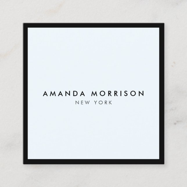 Minimalistisch Luxus Boutique Schwarz/Pastellblau Quadratische Visitenkarte (Vorderseite)