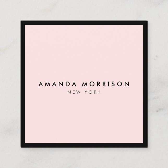 Minimalistisch Luxus Boutique Schwarz/Rosa Quadratische Visitenkarte (Vorderseite)