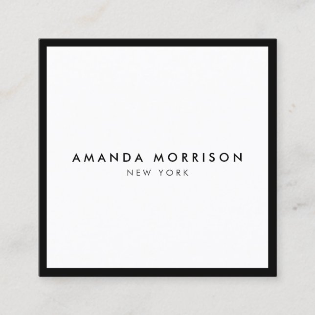 Minimalistisch Luxus Boutique Schwarz/Weiß Quadratische Visitenkarte (Vorderseite)