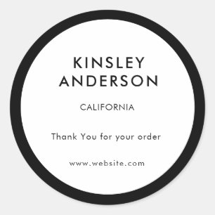 Minimalistisch Luxus Boutique Weiß und Schwarz Runder Aufkleber