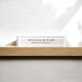 Minimalistisch Luxus White Desk Name Plate Namensplakette