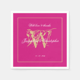 Minimalistisch Magenta Monogram Classic Wedding Pa Serviette