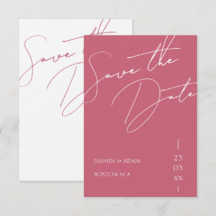 Minimalistisch Magenta Pink Script Typografy Weddi Save The Date