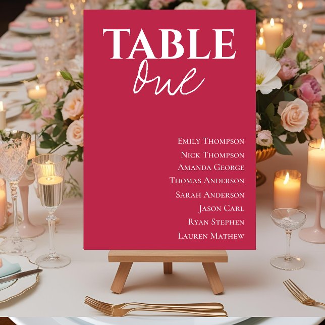 Minimalistisch Magenta Wedding Guest Table (Contemporary Magenta Wedding Table Seating Chart)