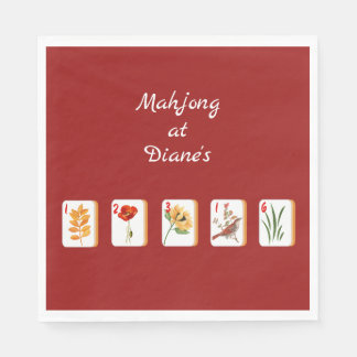 Minimalistisch Mahjong Blume Tiles Paper Napkin Serviette