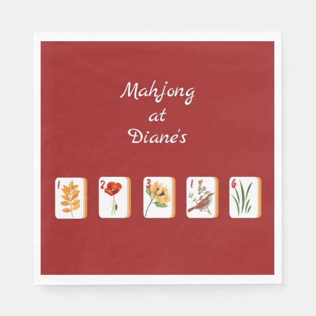 Minimalistisch Mahjong Blume Tiles Paper Napkin Serviette (Vorderseite)