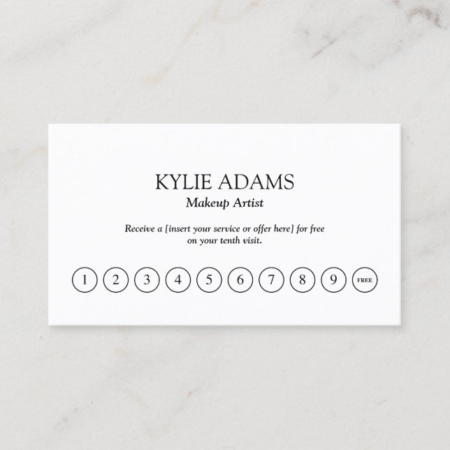Minimalistisch Makeup Artist Loyalty Punch Card Treuekarte (Vorderseite)