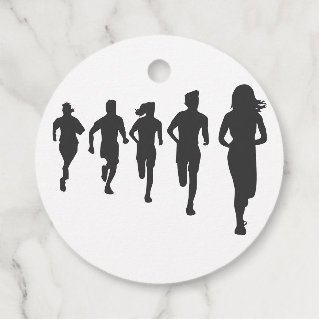 Minimalistisch Marathon Runner Silhouetten Geschenkanhänger (Rückseite)