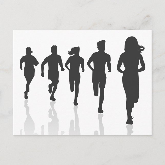 Minimalistisch Marathon Runner Silhouetten Postkarte (Vorderseite)