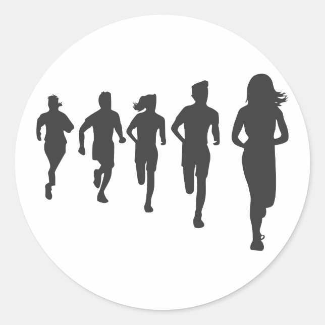 Minimalistisch Marathon Runner Silhouetten Runder Aufkleber (Vorderseite)