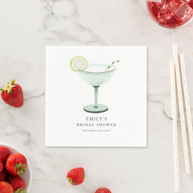 Minimalistisch Margarita Cocktail Name Brautparty Serviette (Beispiel)