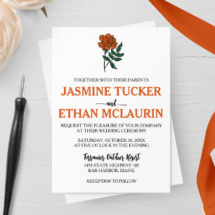 Minimalistisch Marigold Wedding Einladung