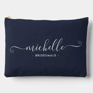 Minimalistisch Marine Blue Personalisiert Bridesma Zubehörtasche