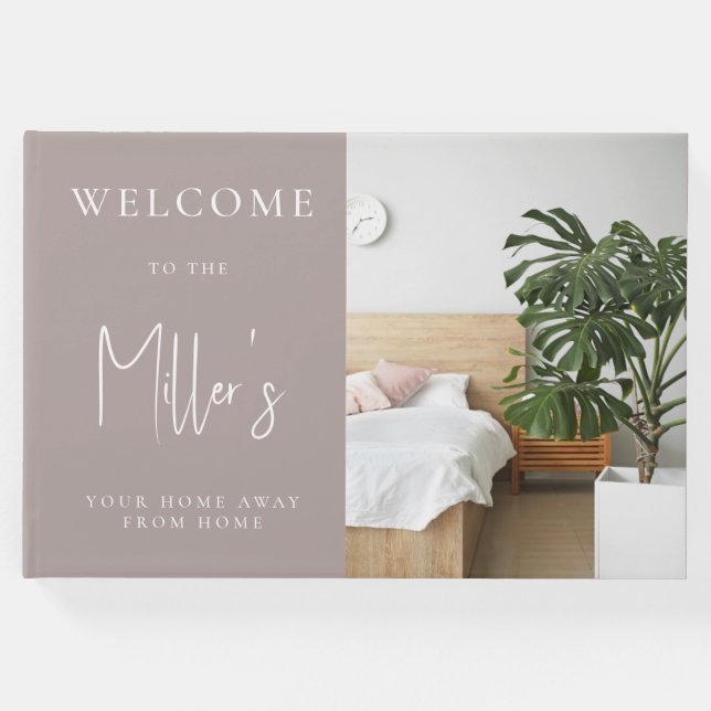 Minimalistisch Martini Brown Airbnb Ferienvermietu Gästebuch (Vorderseite)