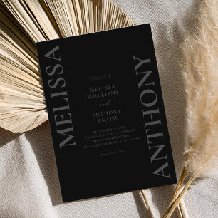 Minimalistisch Matte Black Modern Wedding Einladung