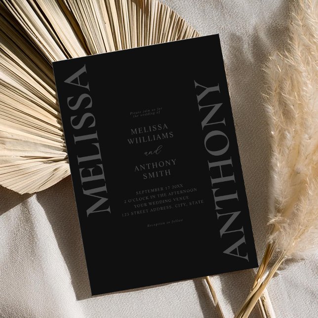 Minimalistisch Matte Black Modern Wedding Einladung (Von Creator hochgeladen)