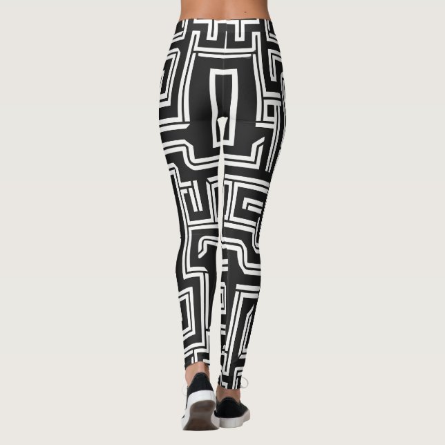 Minimalistisch Maze Monochrome Leggings (Rückseite)