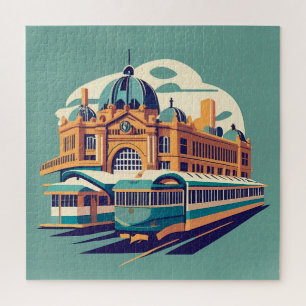 Minimalistisch Melbourne Australien Malerei Souven Puzzle