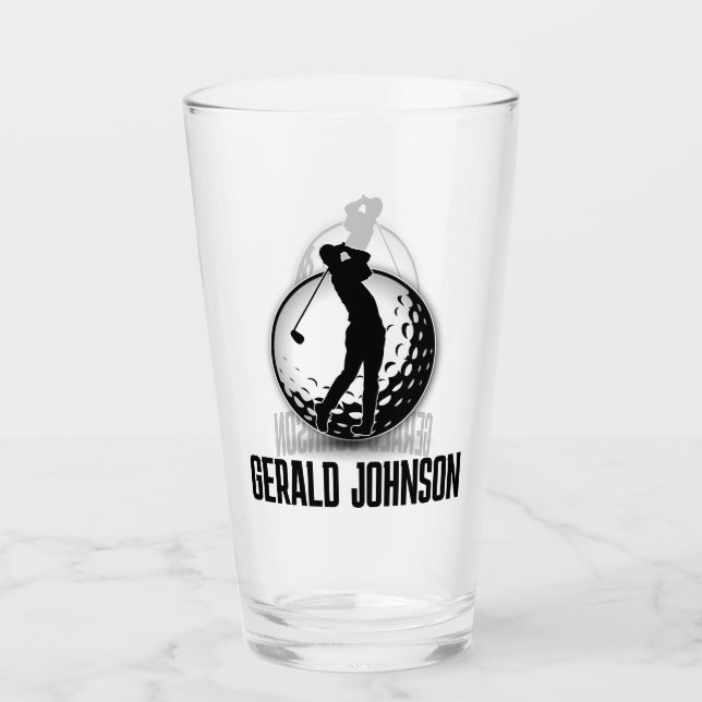 Minimalistisch Men Golf Monogram Design Glas (Vorderseite)