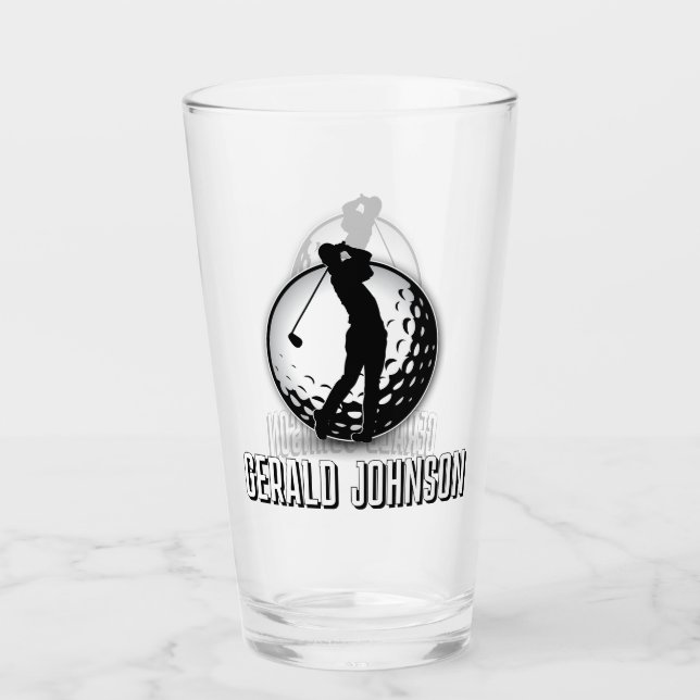 Minimalistisch Men Golf Monogram Design Glas (Vorderseite)