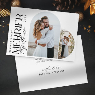 Minimalistisch Merrier Together Wedding Christmas Feiertagskarte