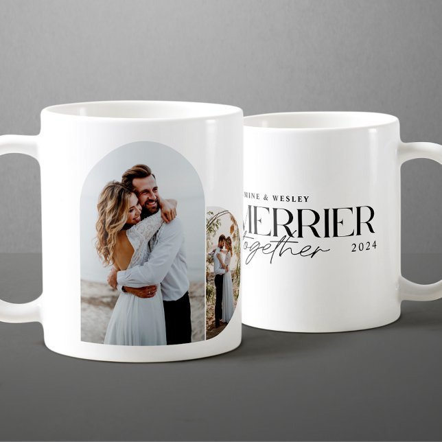 Minimalistisch Merrier Together Wedding Christmas Kaffeetasse (Von Creator hochgeladen)