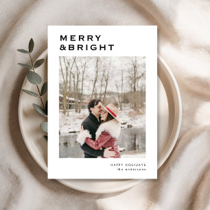 Minimalistisch Merry & Bright Modernes Foto Weihna Feiertagskarte