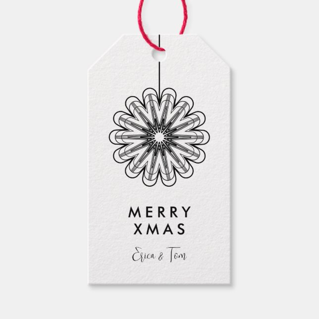 Minimalistisch Merry Xmas Geschenkanhänger (Vorderseite)