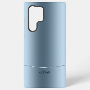 Minimalistisch metallisch blaue Hintergrundmonogra Samsung Galaxy Hülle
