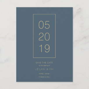 Minimalistisch Midnight Blue Save the Date Postkar Ankündigungspostkarte