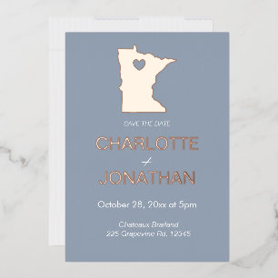 Minimalistisch Minnesota Staat Hochzeit in Urlaubs Folieneinladung