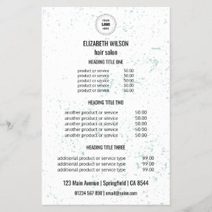 Minimalistisch Minze Speckle Hair Salon Service Fl Flyer
