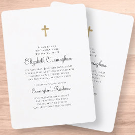 Minimalistisch mit Imitaten Gold-Cross-Gedenkfeier Einladung