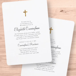 Minimalistisch mit Imitaten Gold-Cross-Gedenkfeier Einladung