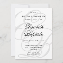 Minimalistisch Mit Monogramm mit QR-Code-Brautpart Einladung