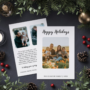 Minimalistisch Modern 3 Foto Happy Holidays News Feiertagskarte