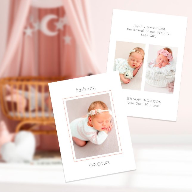 Minimalistisch-modern 3 Fotos Baby Ankündigung (Von Creator hochgeladen)