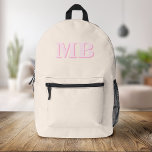 Minimalistisch-Modern-Anfangsmonogramm Bedruckter Rucksack<br><div class="desc">Minimalistischer,  moderner Erstfach-Backpack. Erstellen Sie Ihren eigenen personalisierten Rucksack mit eigenem Anfangsnamen.</div>