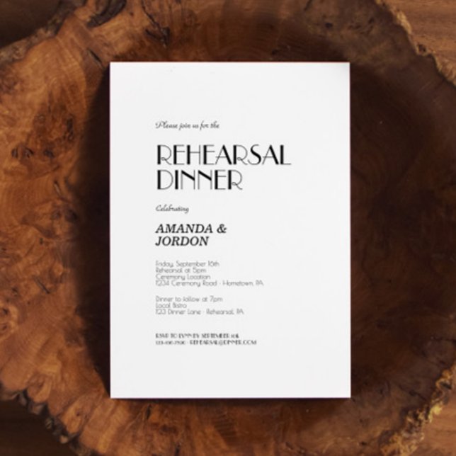 Minimalistisch Modern Art Deco Probe Abendessen Einladung (Von Creator hochgeladen)