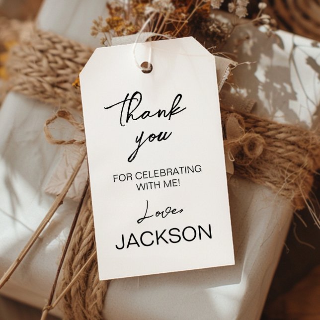 Minimalistisch Modern Birthday Party Danke Geschenkanhänger (Von Creator hochgeladen)