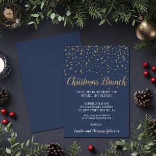 Minimalistisch Modern Blue Confetti Weihnachtsfest Einladung