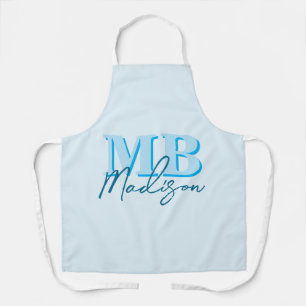 Minimalistisch Modern Blue Initial Monogram Schürze