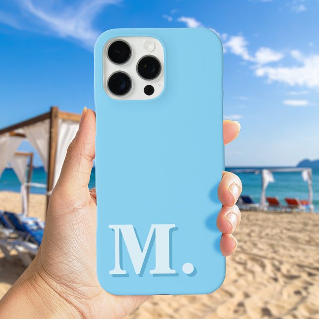 Minimalistisch Modern Blue Monogram Initial Case-Mate iPhone Hülle (Von Creator hochgeladen)