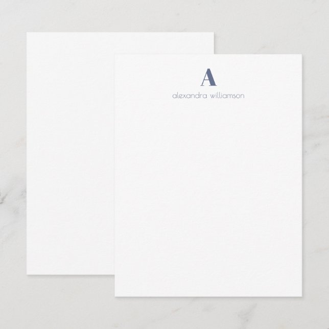 Minimalistisch Modern Blue Personalisiert Statione Mitteilungskarte (Vorne/Hinten)