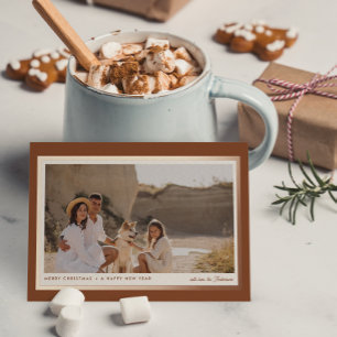 Minimalistisch Modern Boho Brown 1 Foto Real Folien Feiertagskarte