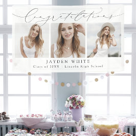 Minimalistisch Modern Chic Script 3 Foto Abschluss Banner